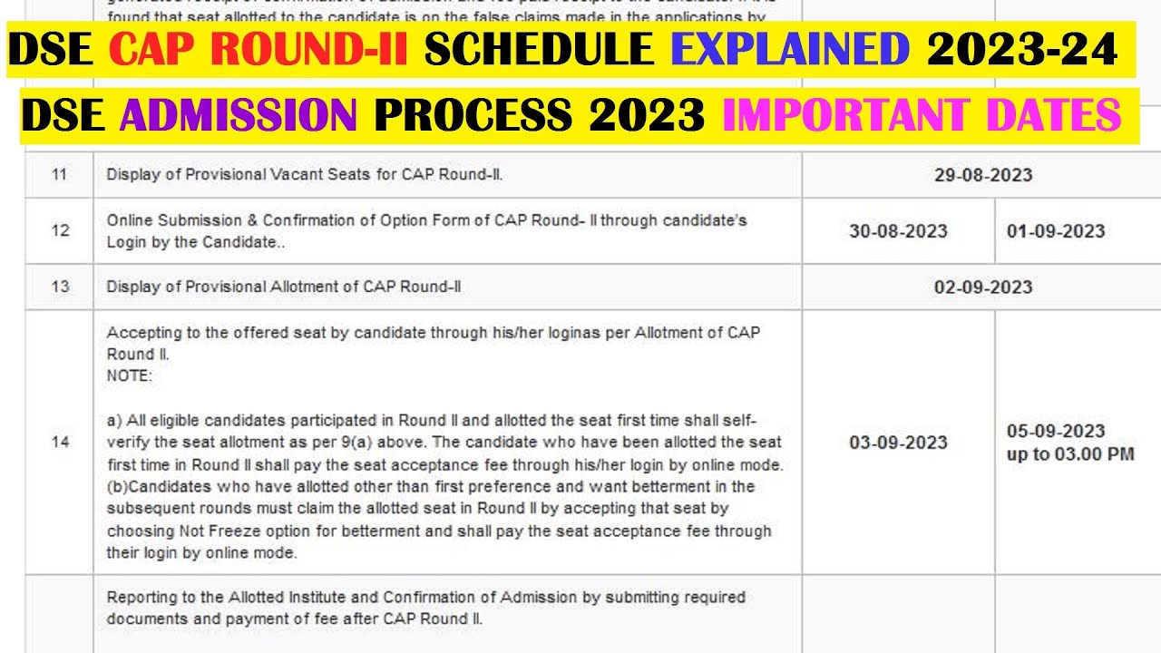 DSE Engineering Admission Process 2023-24 | CAP Round 2 Schedule Explained