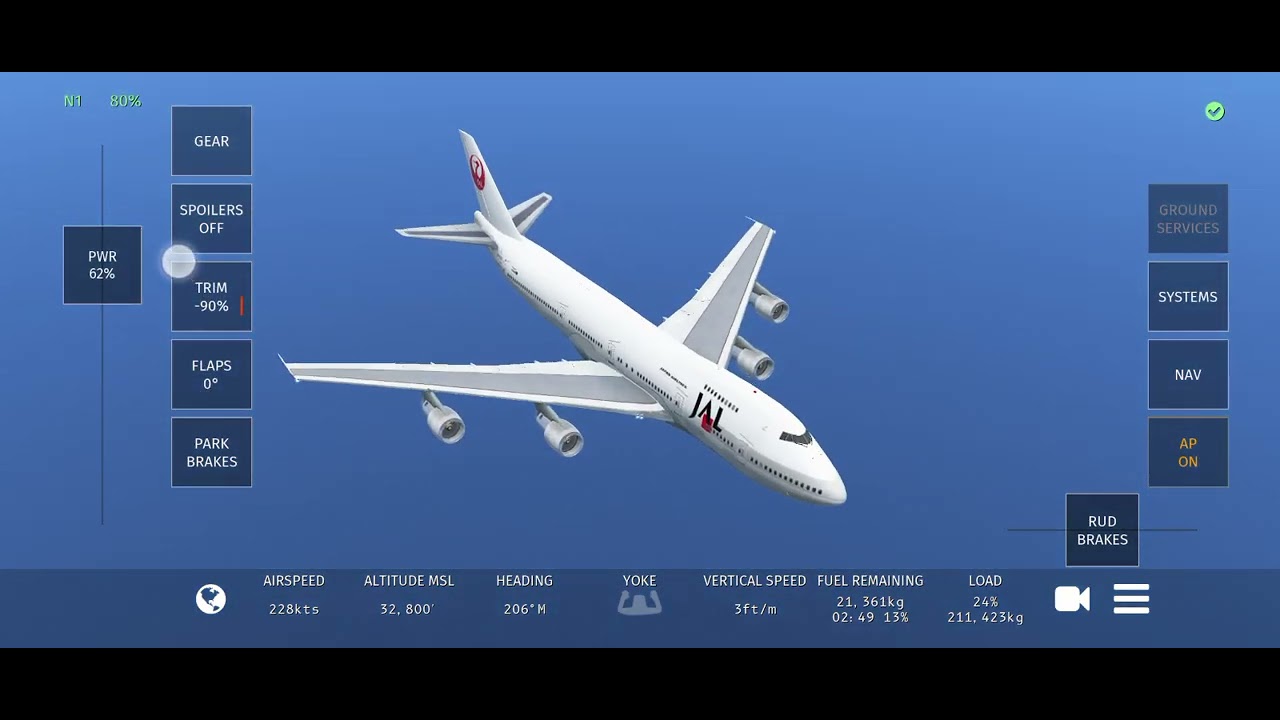 Infinite flight simulator 🇯🇵Tokyo - Bali🇮🇩 Boeing 747-200 JAL