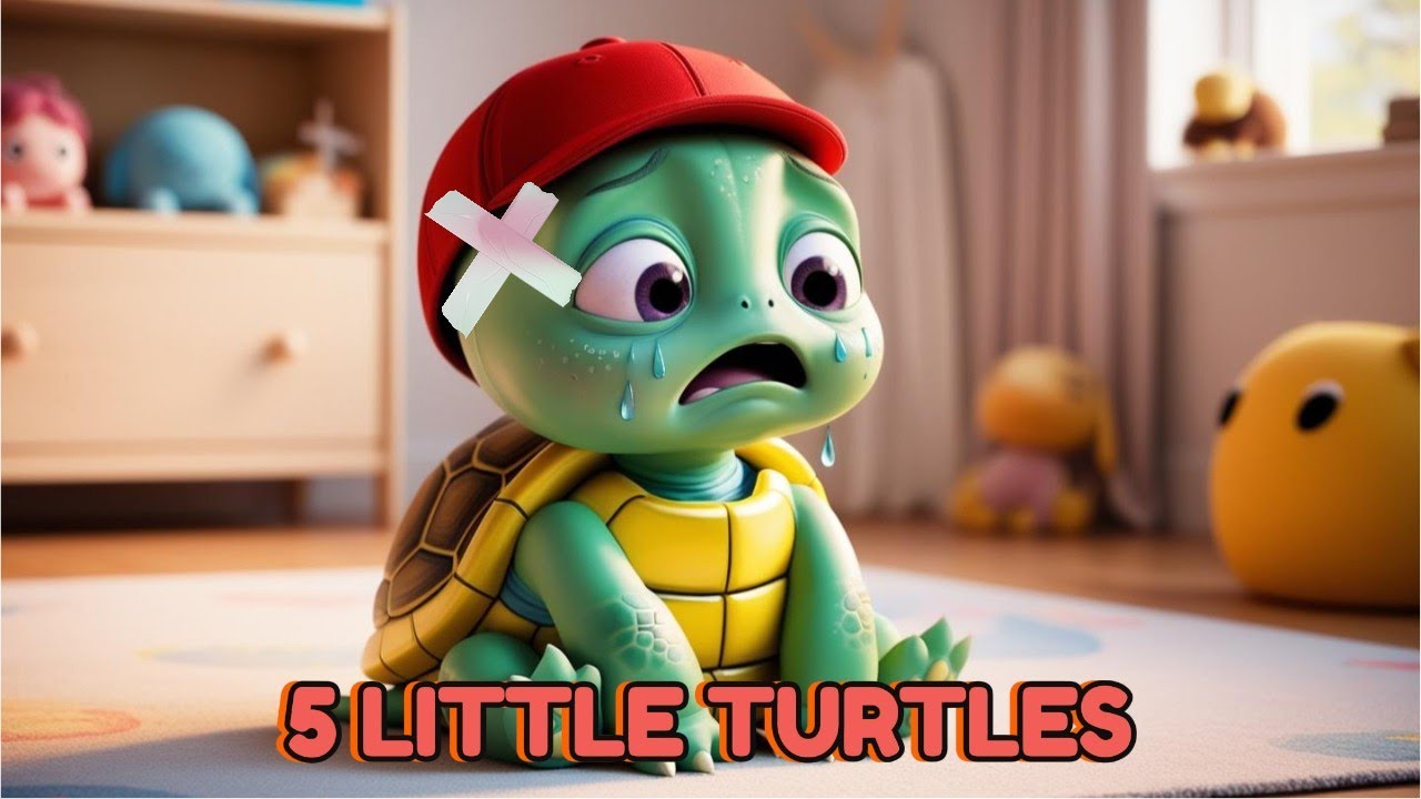 Five Little Turtles Jumping on the Bed | Fun Nursery Rhyme for Kids | Cute Cartoon Animation