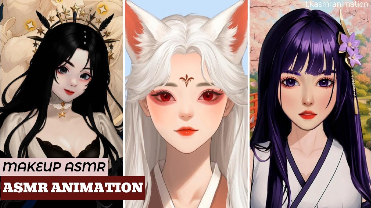 ASMR skincare face Cleaning makeup compilations #asmr #animation 