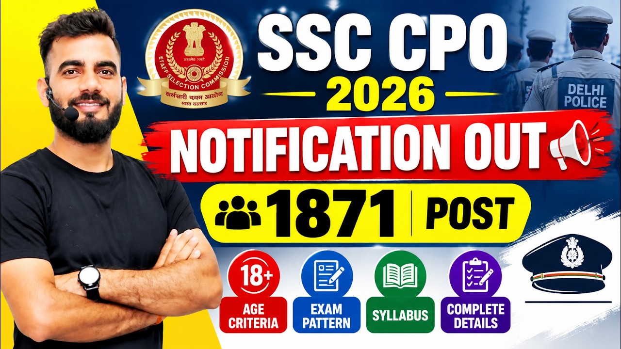 SSC CPO 2026 Notification OUT | 1871 Posts | Age Limit, Exam Pattern, Syllabus & Complete Details