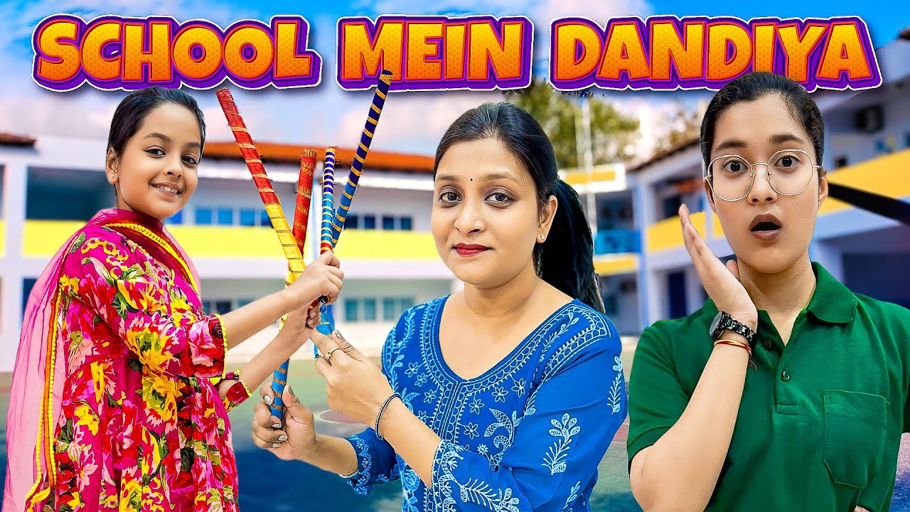 School Mein Dandiya 🥢 | Navratri Celebration🌺🪔🥢 | Cute Sisters