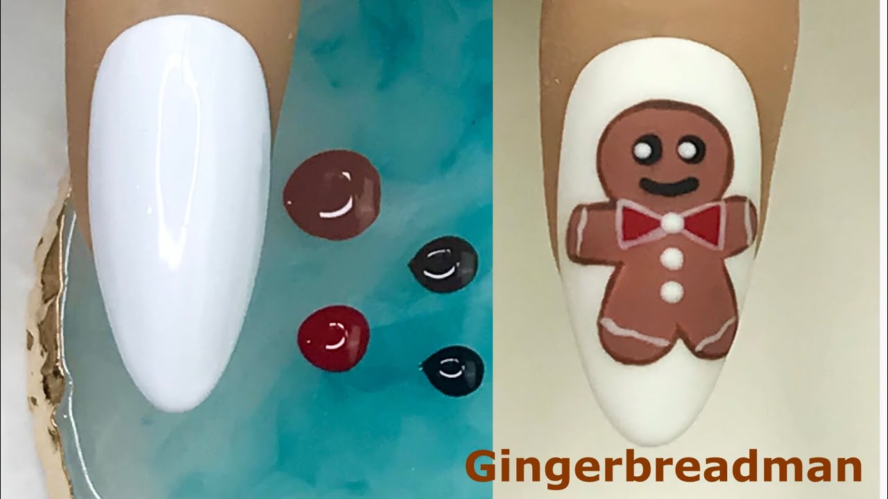 Nails Art For Beginner💅GingerBreadMan💖New Nails
