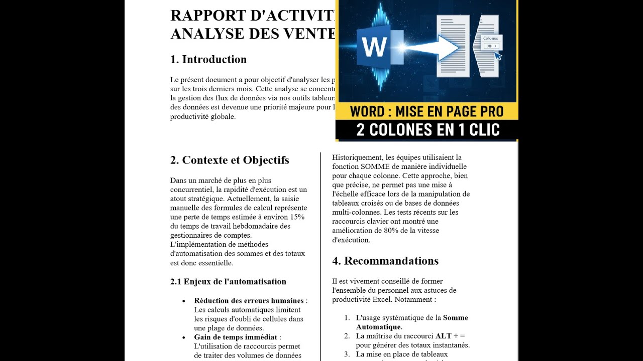 Comment Diviser une Page Microsoft Word en Deux Sections