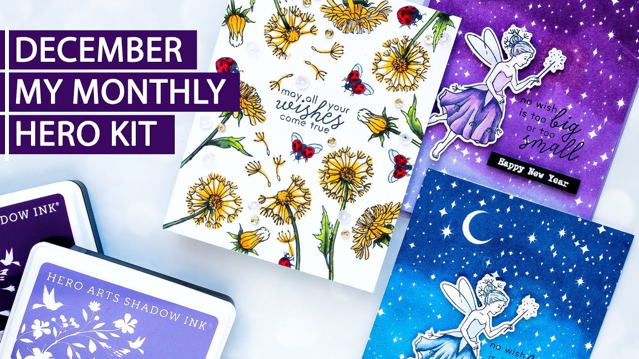 Hero Arts December 2018 My Monthly Hero Kit + Ombre New Year Cards