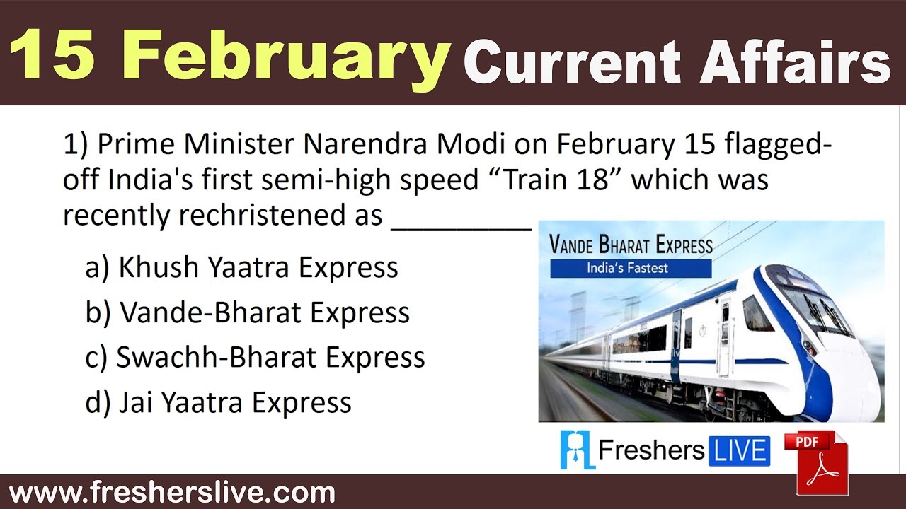 15 February 2019 Current Affairs Daily Current Affairs in English Competitive Exam Questions 2019