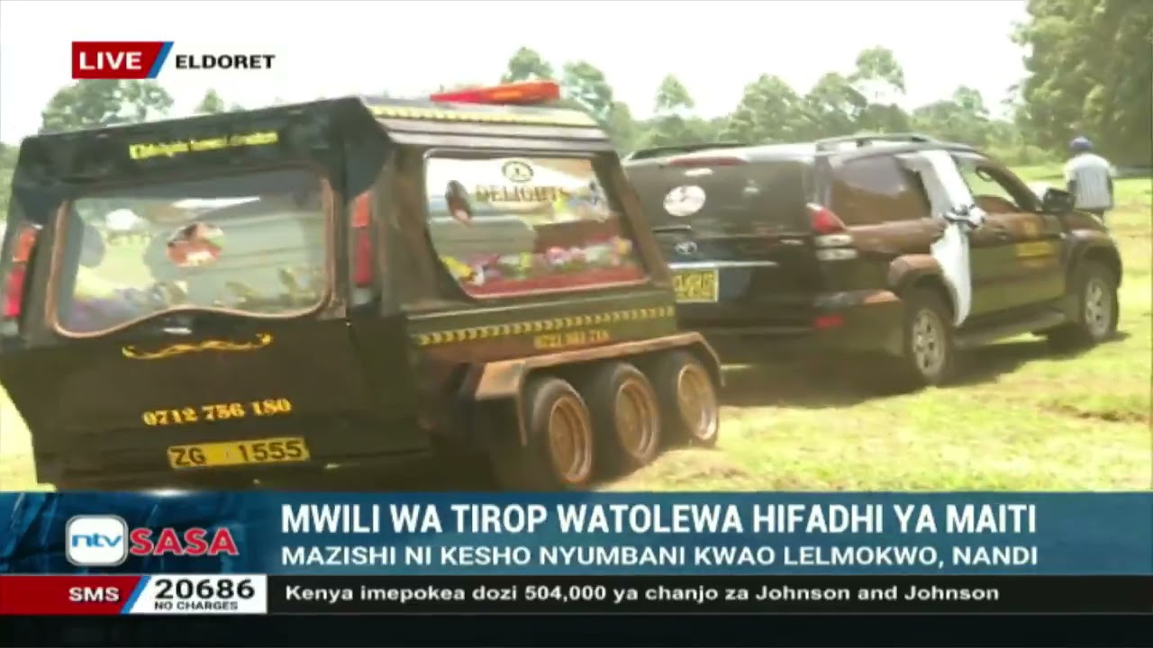 Motorcade guides Agnes Tirop's body from mortuary to her home in Lelmokwo, Nandi