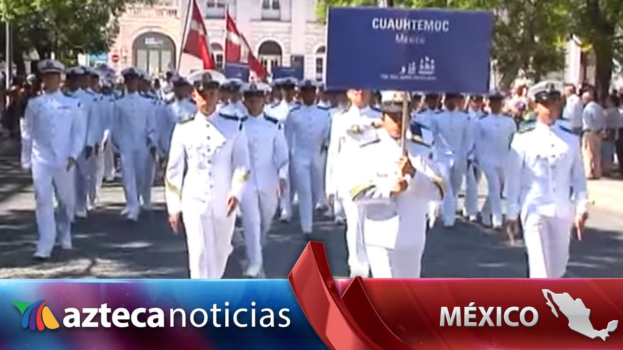 Cadetes de la Heroica Escuela Naval Militar participaron en desfile en Portugal