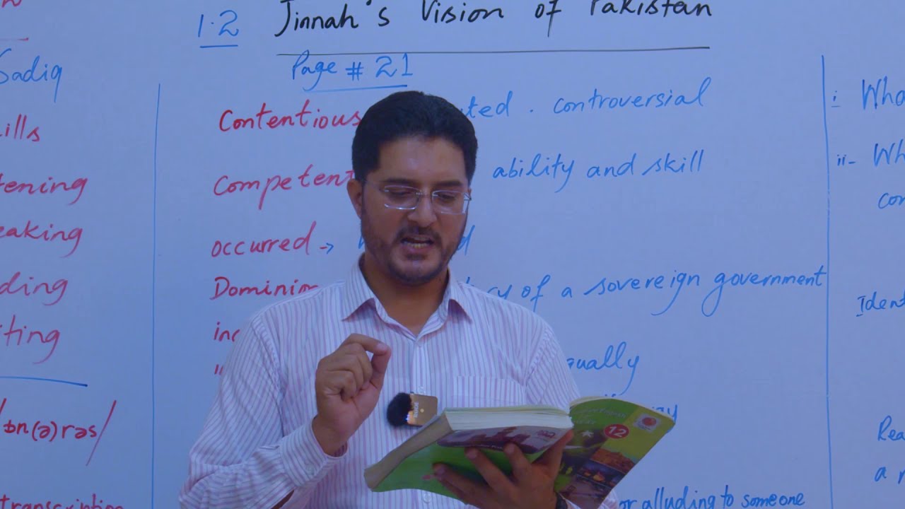 (Unit No. 1.2) Jinnah’s Vision of Pakistan | Lecture-1 | English - HSSC-II