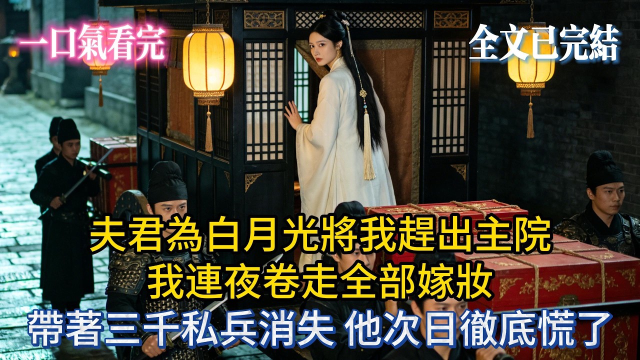 【完結小說】夫君為白月光將我趕出主院，我連夜卷走全部嫁妝，帶著三千私兵消失，他次日徹底慌了。#小说推荐 #小说 #大女主 #完結 #爽文