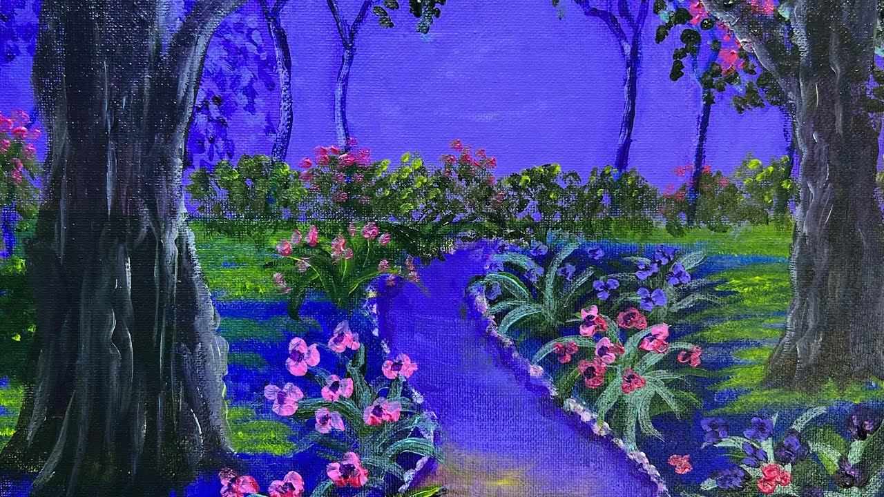 (Purple Garden) gorgeous acrylic painting