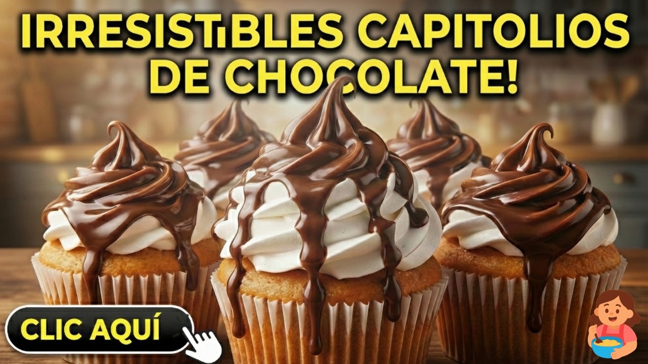 Capitolios con corazón de merengue y baño de chocolate