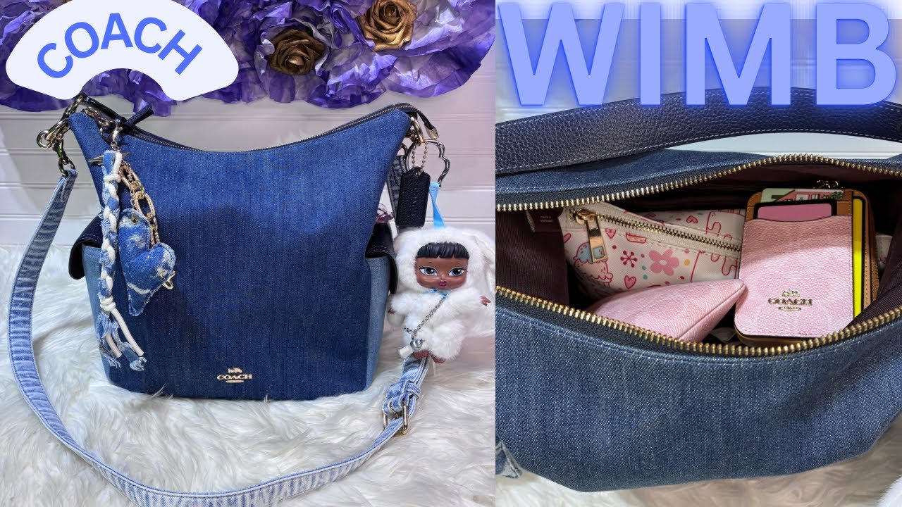 Что в моей сумке? Сумка через плечо Coach Pennie из джинсовой ткани #coach