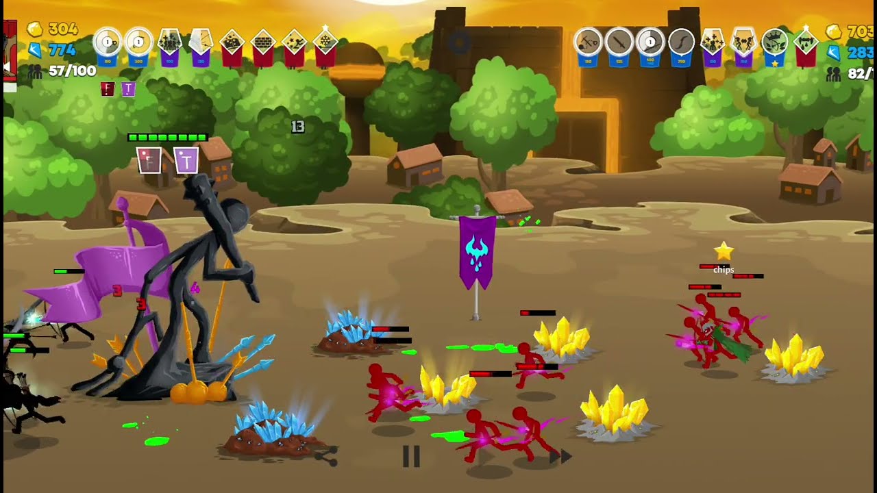 Stick war : Saga X25 Enslaved Giants vsFinal level (Last Stand)逃心#stickwar#stickwarsaga