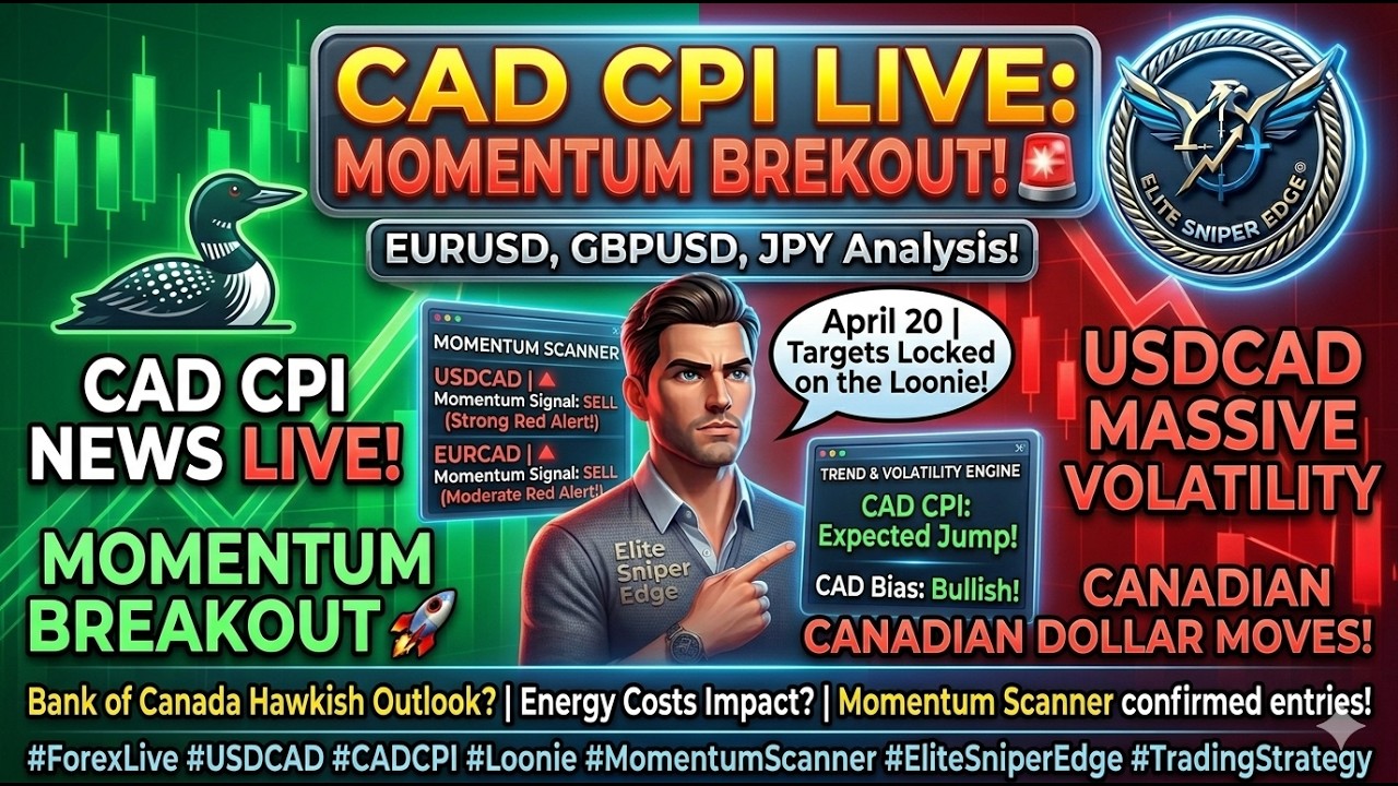 🔴CAD CPI News LIVE! 🚨 USDCAD Massive Volatility | Momentum Scanner Strategy 📈