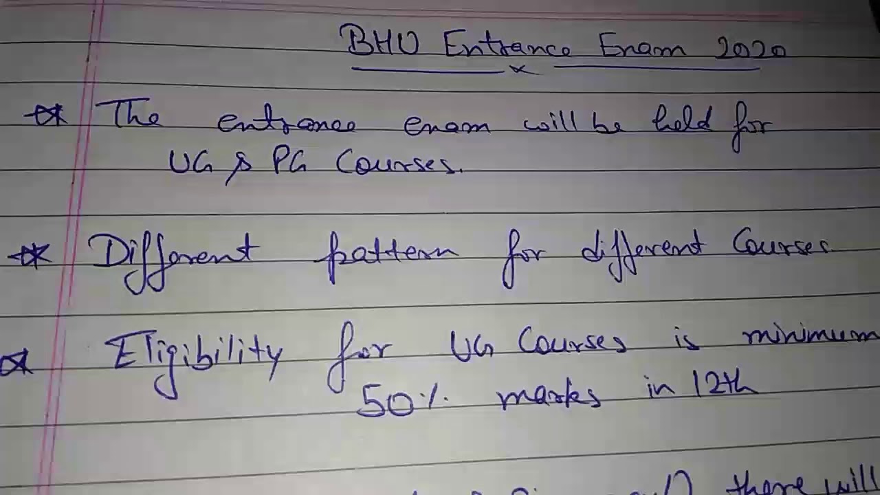 BHU UET 2020 exam pattern | bhu (banaras hindu university) entrance exam 2020