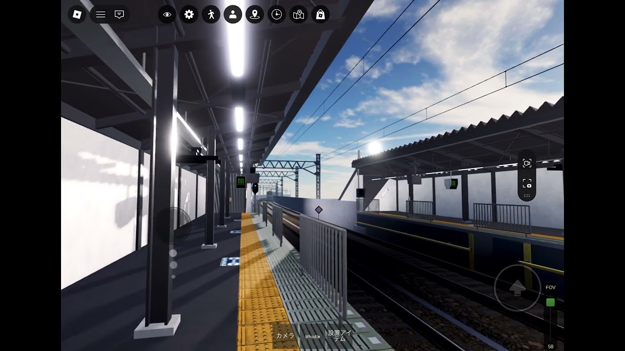 【Roblox】名桜電鉄で10-￼300R形が急行稲嶺行きとして片倉台１番線に停車〜発車するシーン