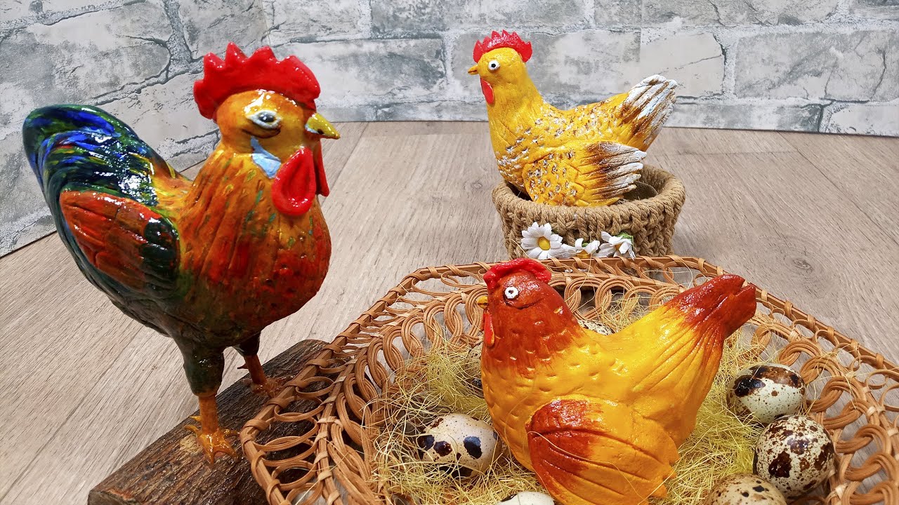 Делаем курочку и петушка из соленого теста | DIY