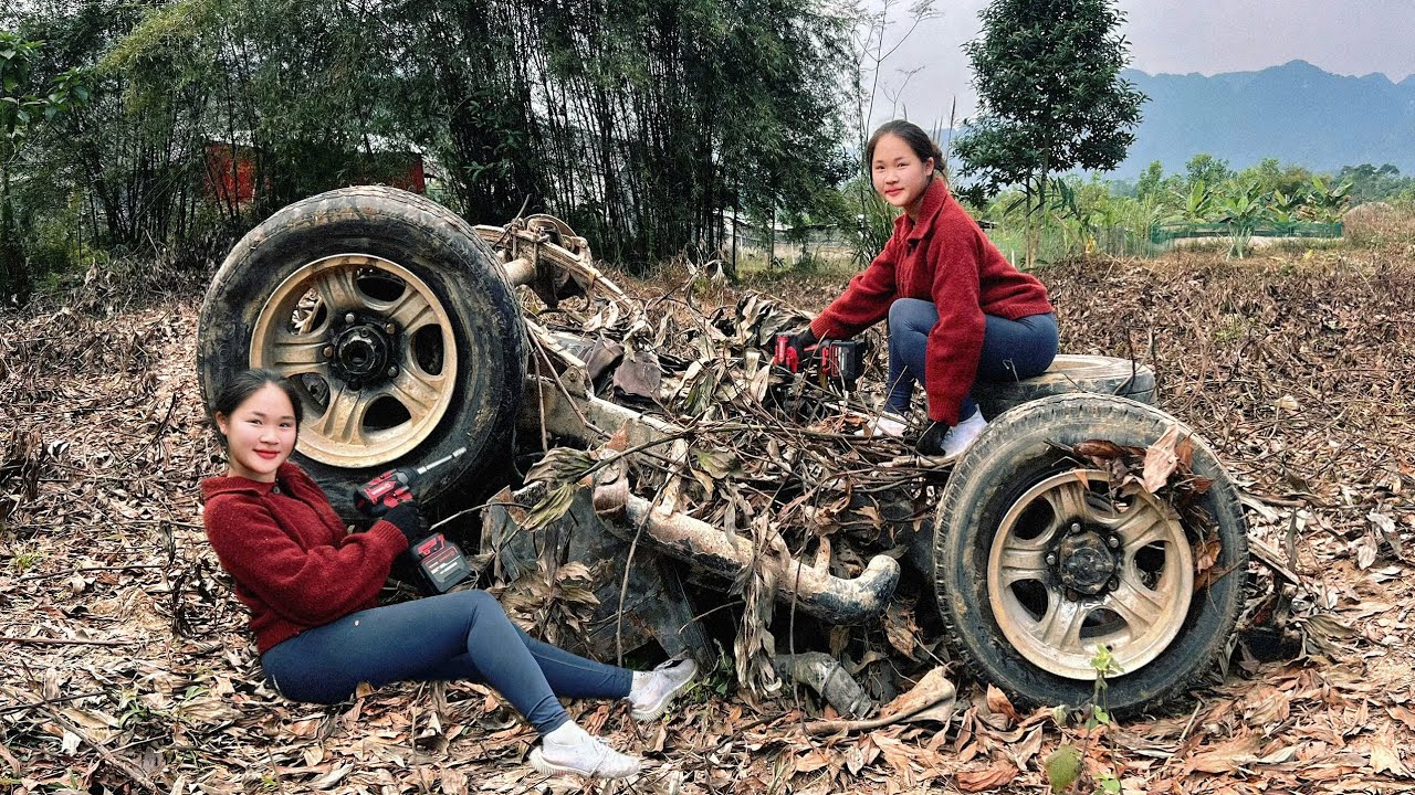 The girl who repaired and restored the old scrap car was abandoned for a long time.