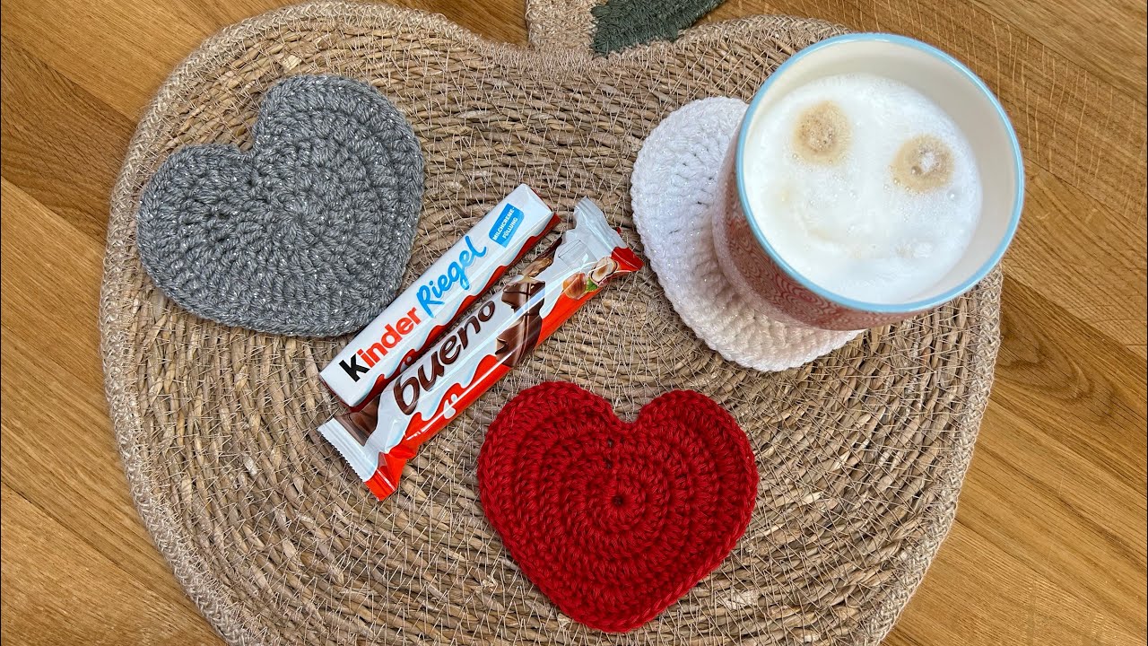 Einfaches Herz häkeln für Anfänger | Deko oder Untersetzer | Geschenk zum Valentinstag 💝