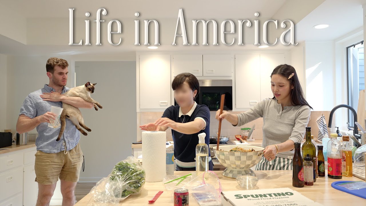 미국인 남편 가족들에게 한국 음식 해주기👩🏻‍🍳🧑🏻‍🍳 울 엄마가 말아주는 잡채, 제육볶음, 돼지고기 김치찌개❤️