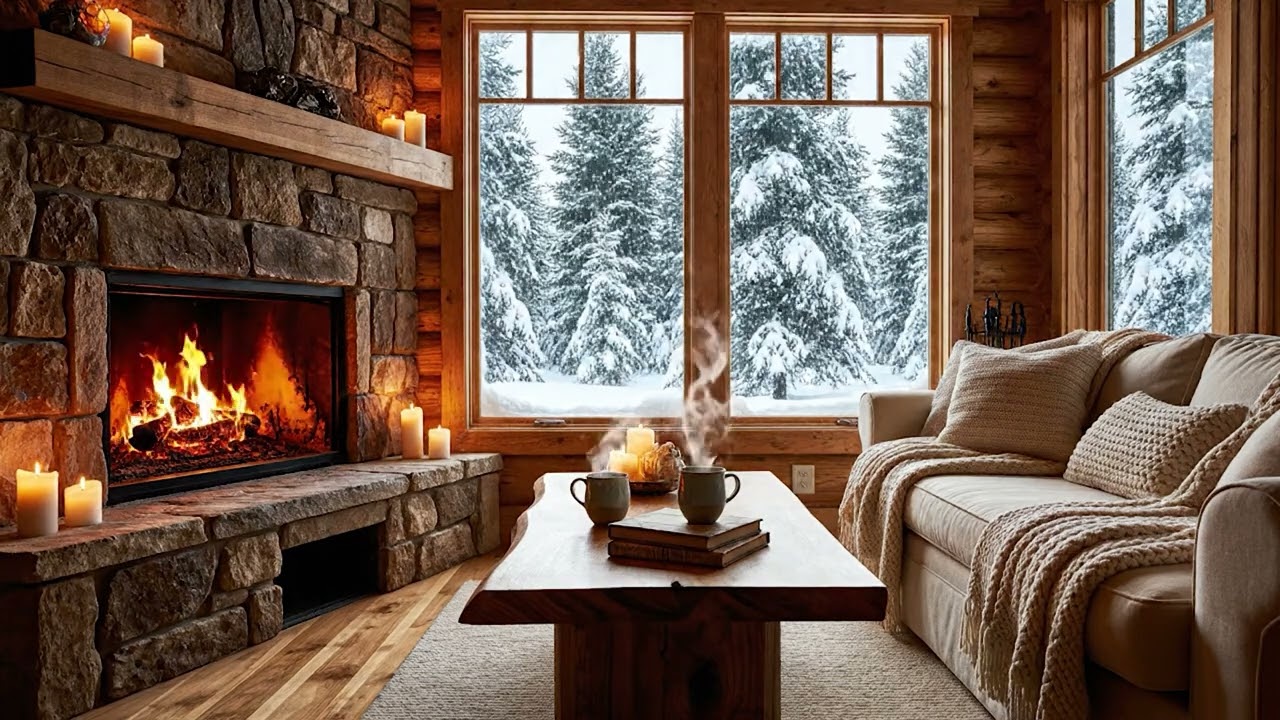 Ambiance Cozy Cabin Snowy Day