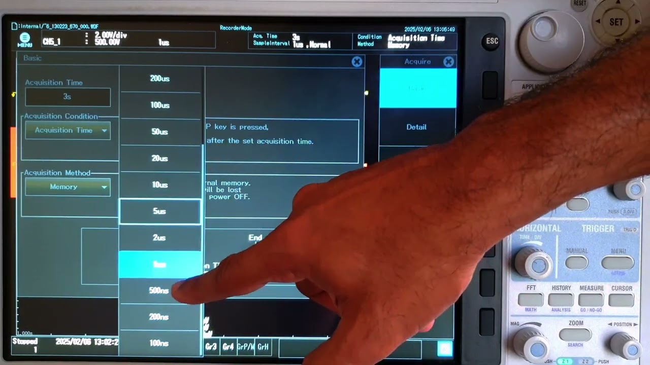YOKOGAWA DL950 Scopecorder short video on quick recording.. 100ns Resolution..