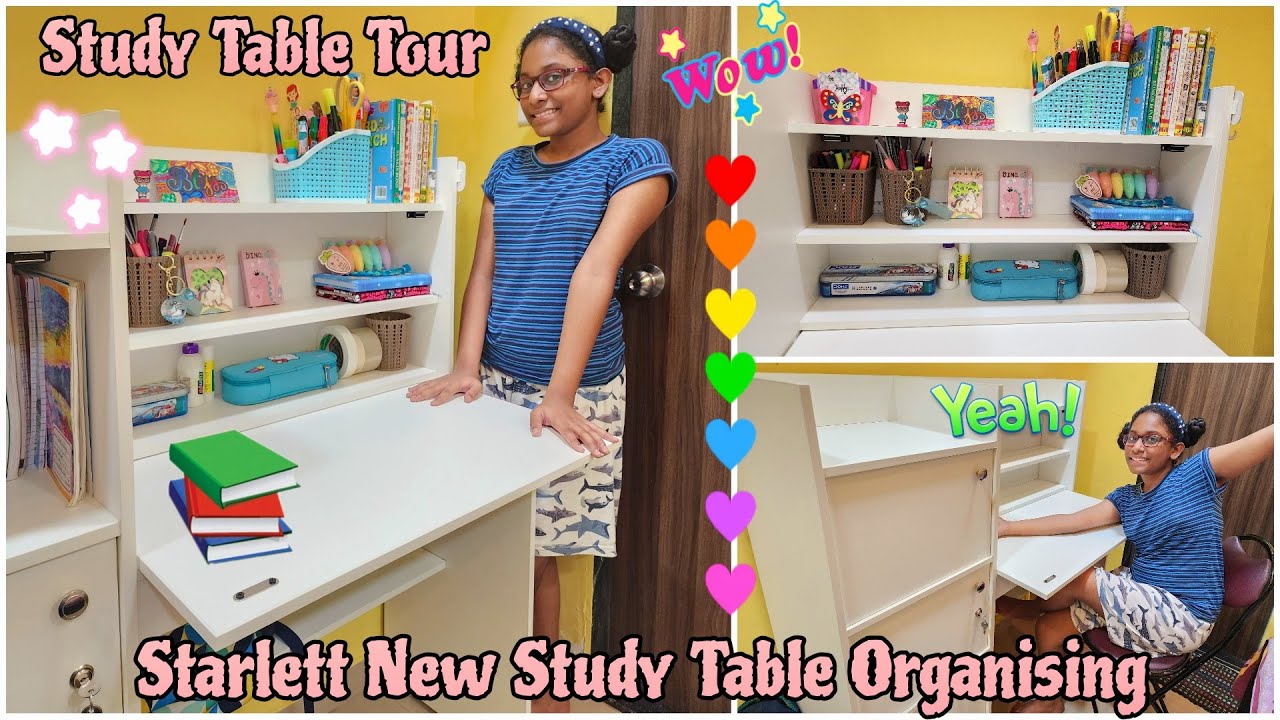 Starlett New Study Table Tour🤩Organising📚Productive Study Space Set Up 2023 Of A *ICSE 6th Grader*