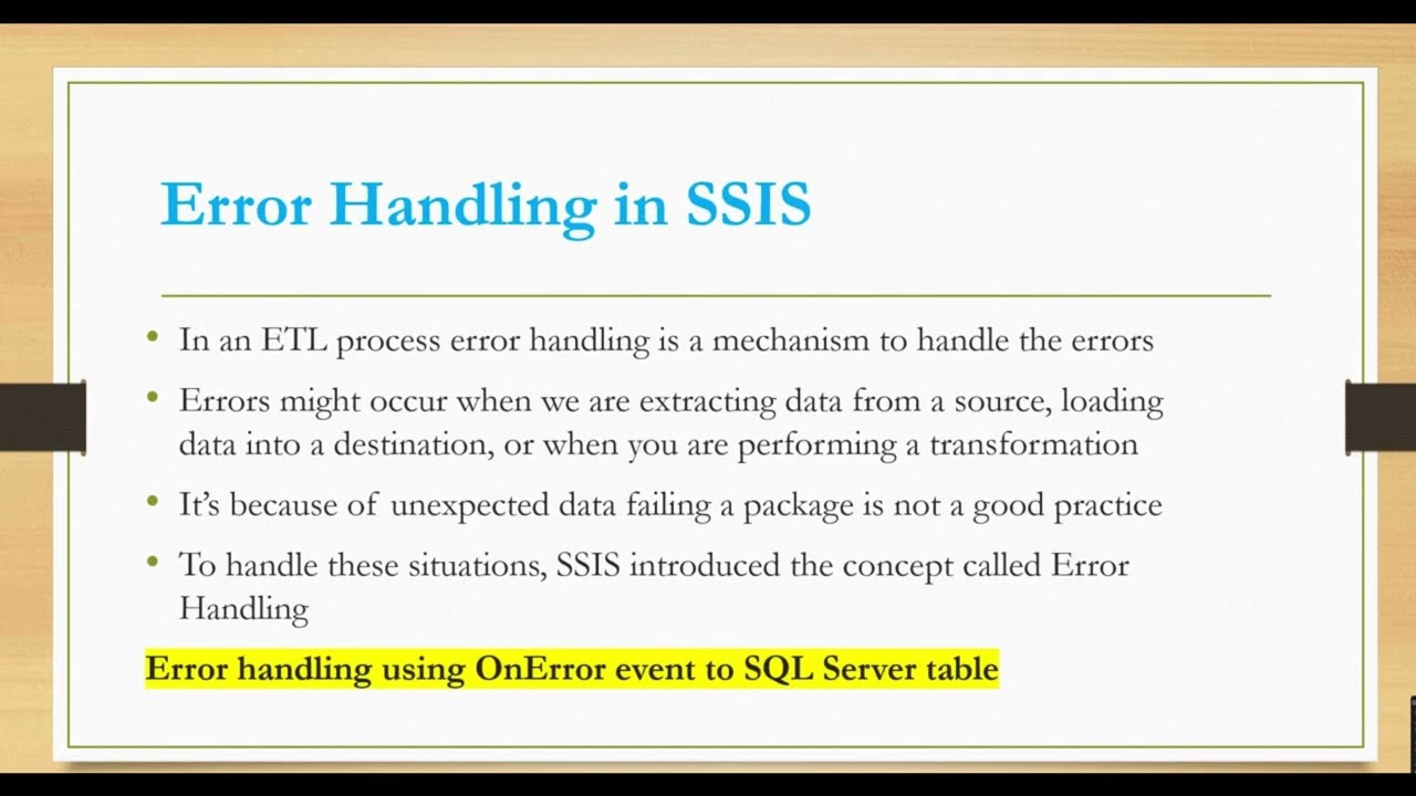 Error handling in SSIS | How to handle errors in SSIS