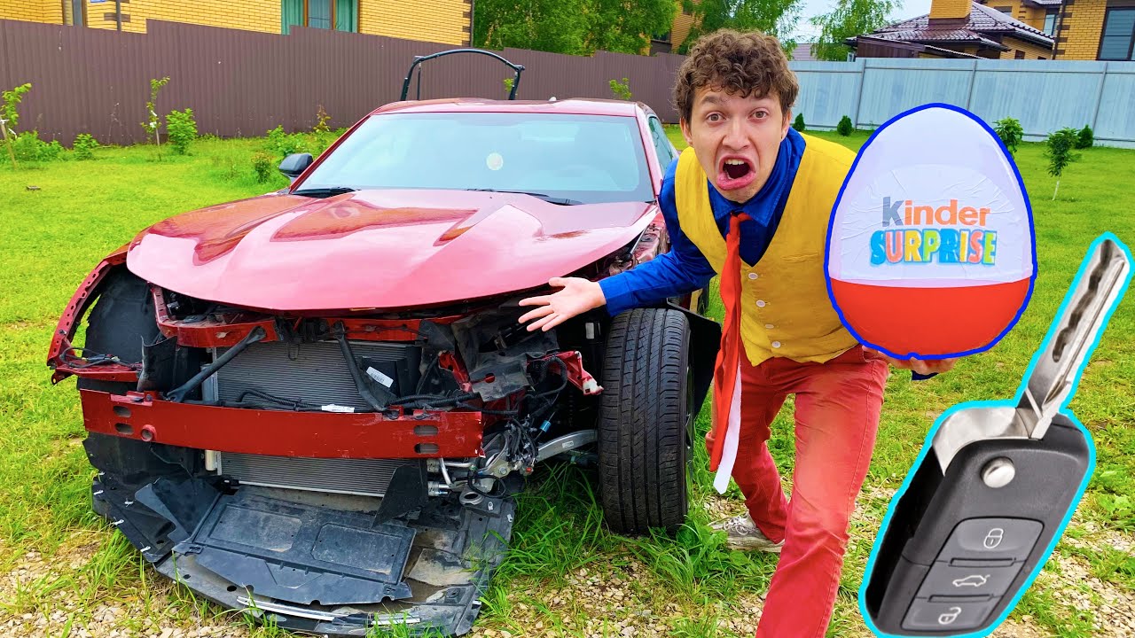 Mr. Joe found Car Key in BIG Kinder Surprise from broken Chevy Camaro PG-13