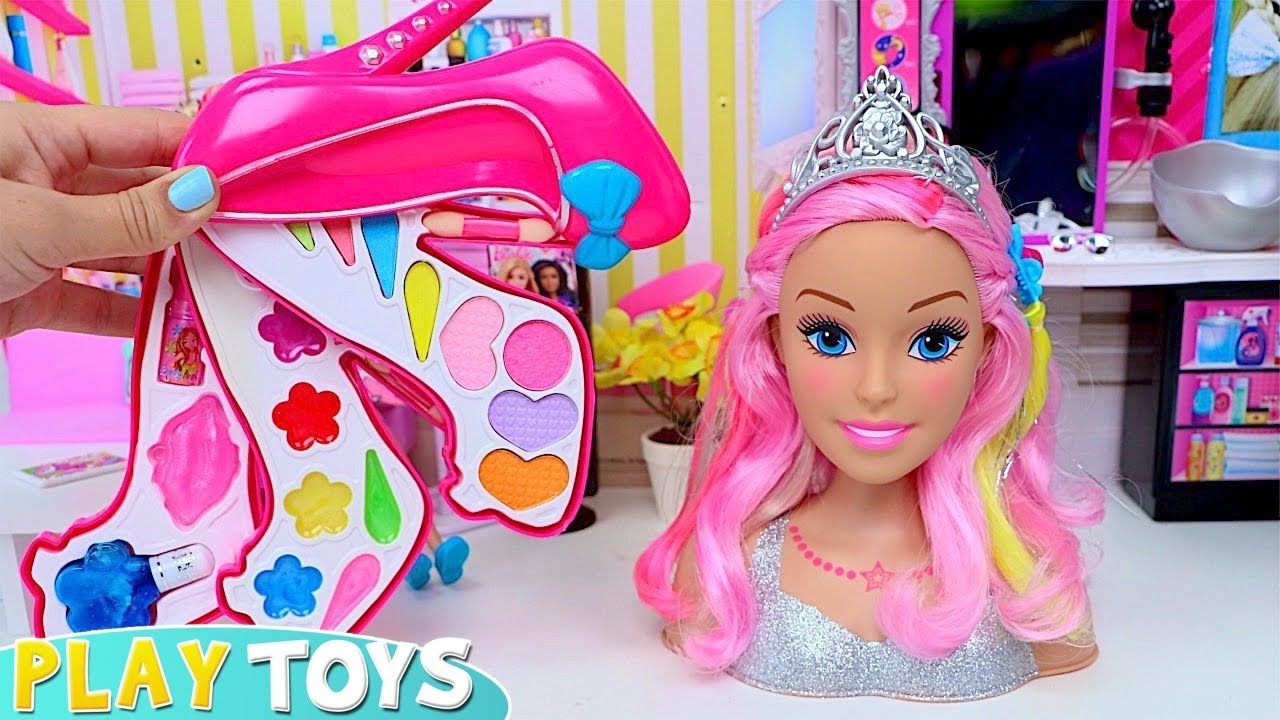 Barbie Doll head with makeup and hair styles! Play Toys creative ideas