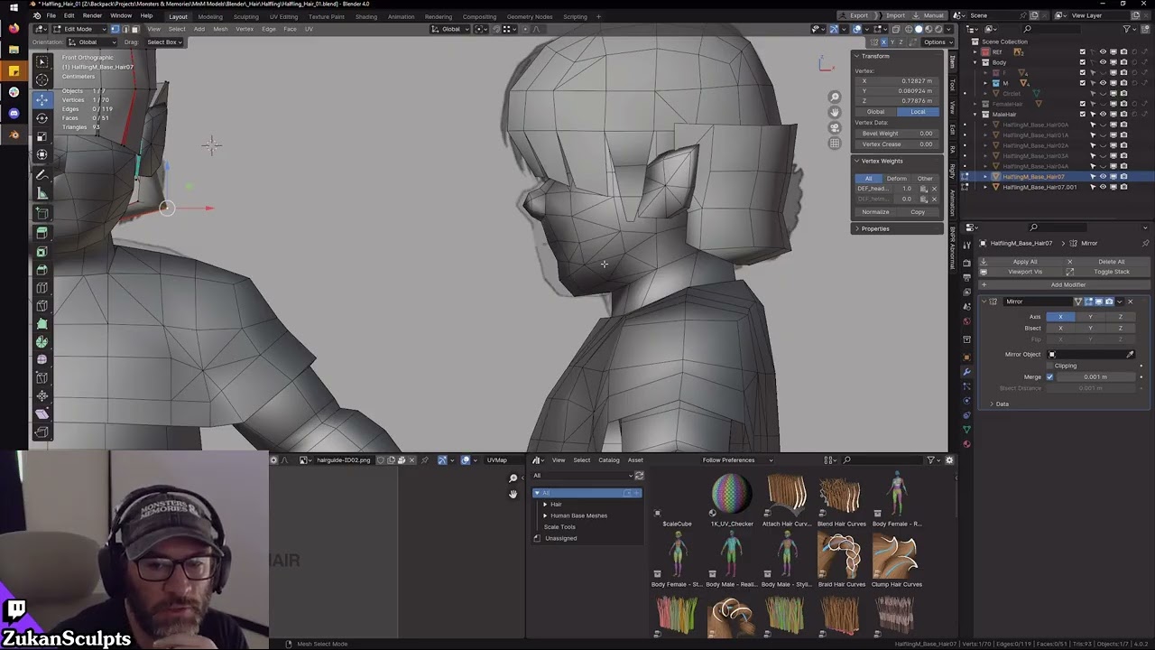 Hair Modeling - Halfling (part 2)