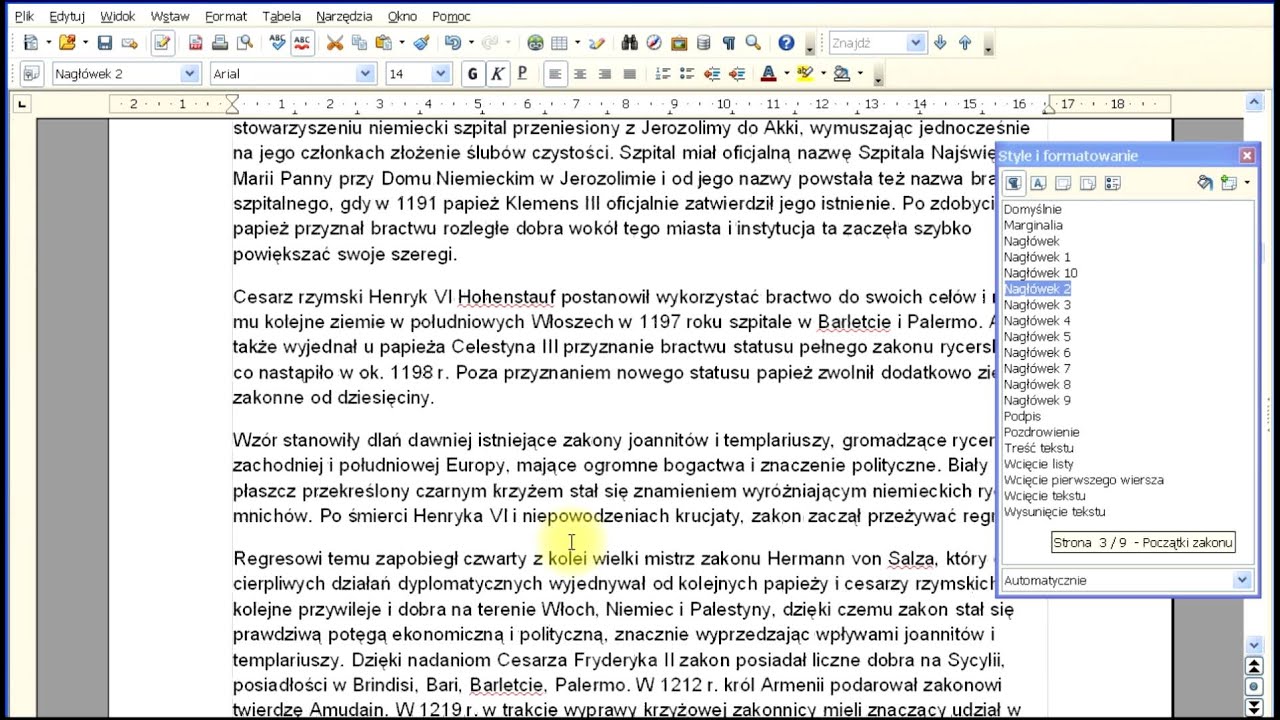 Tworzenie spisu treści