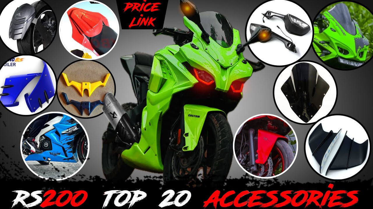 Rs200 all accessories 🔥rs200 modified visor,underbelly,ducati mask,DRL,winglet,exhaust,wrap