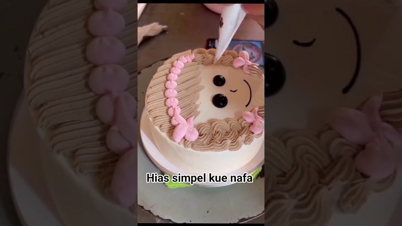 cara menghias kue ulang tahun simpel karakter anak perempuan #cake #kueulangtahun #cakedecorating