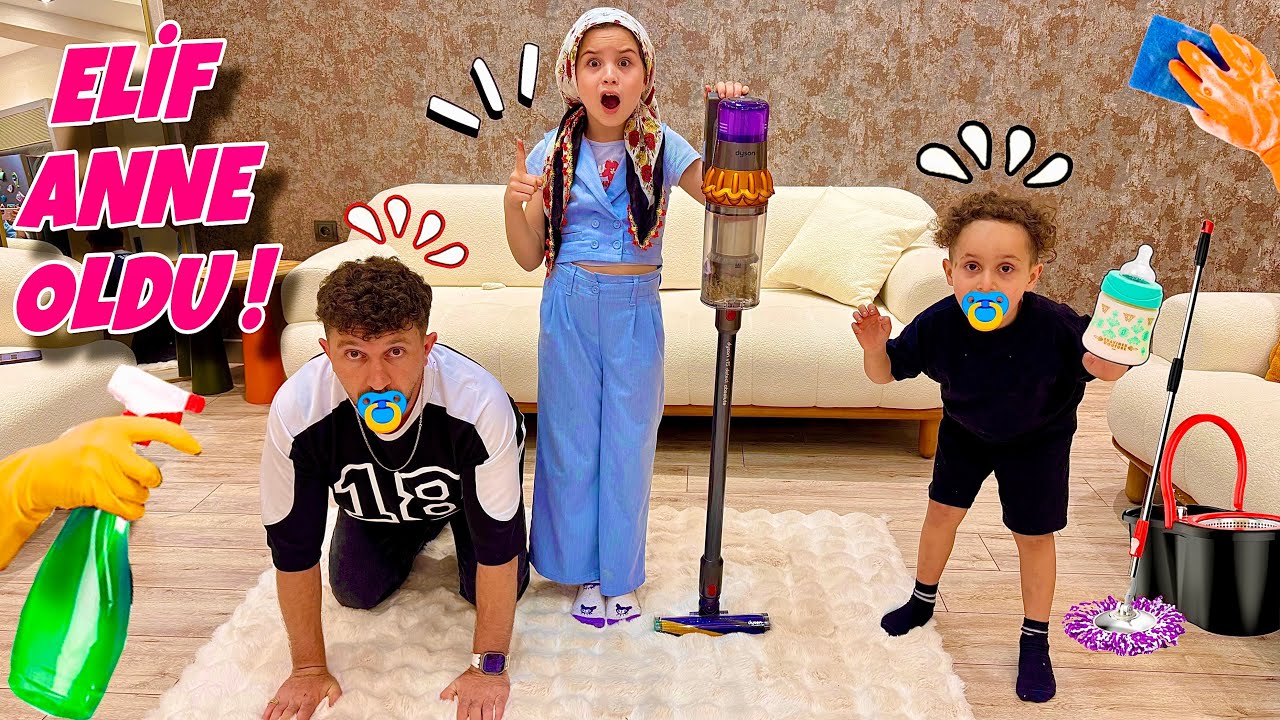 EVDE ROLLER DEĞİŞTİ ‼️ ELİF TÜM GÜN ANNE OLDU !! KUZEY BABASI BEBEK OLDU !! ELİF ÇILDRDI