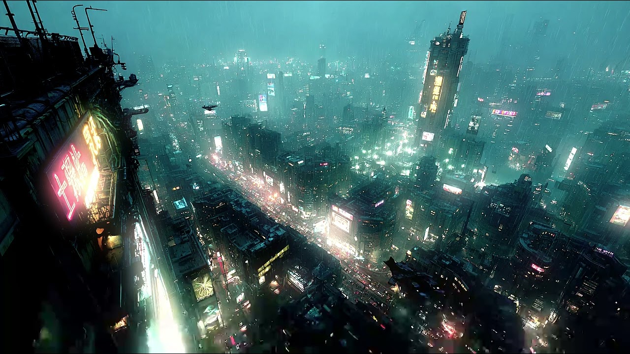 Neon Rain City — Futuristic Night Music Video (4 Tracks)