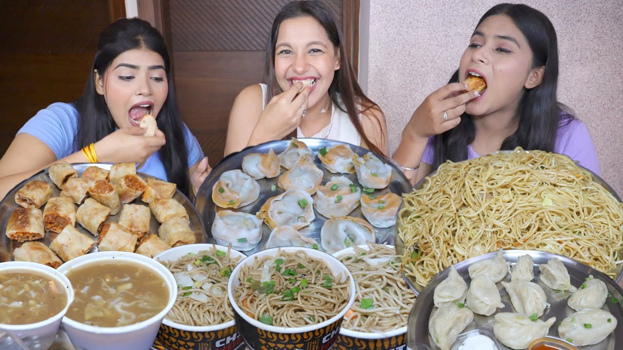 60 Seconds Chinese Food Challenge | Momos, Spring Rolls, Chow Mein, Dumplings, Soup Eating Challenge