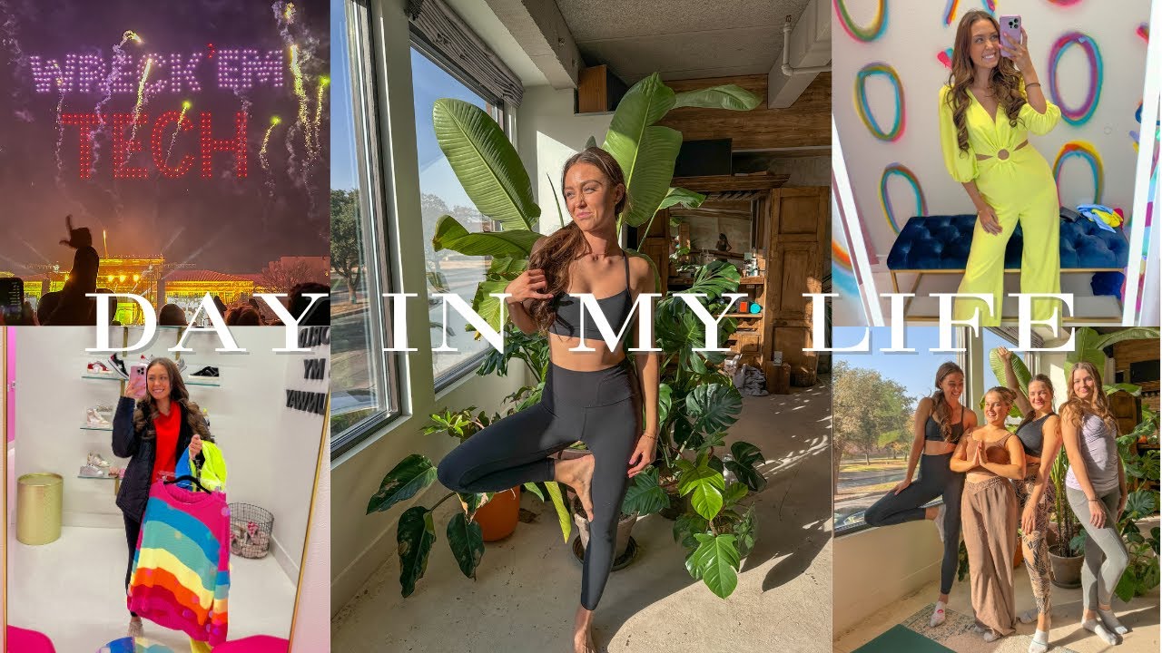day in my life vlog! : boutique haul, yoga class w/ FabFitFun, and Texas Tech carol of the lights!