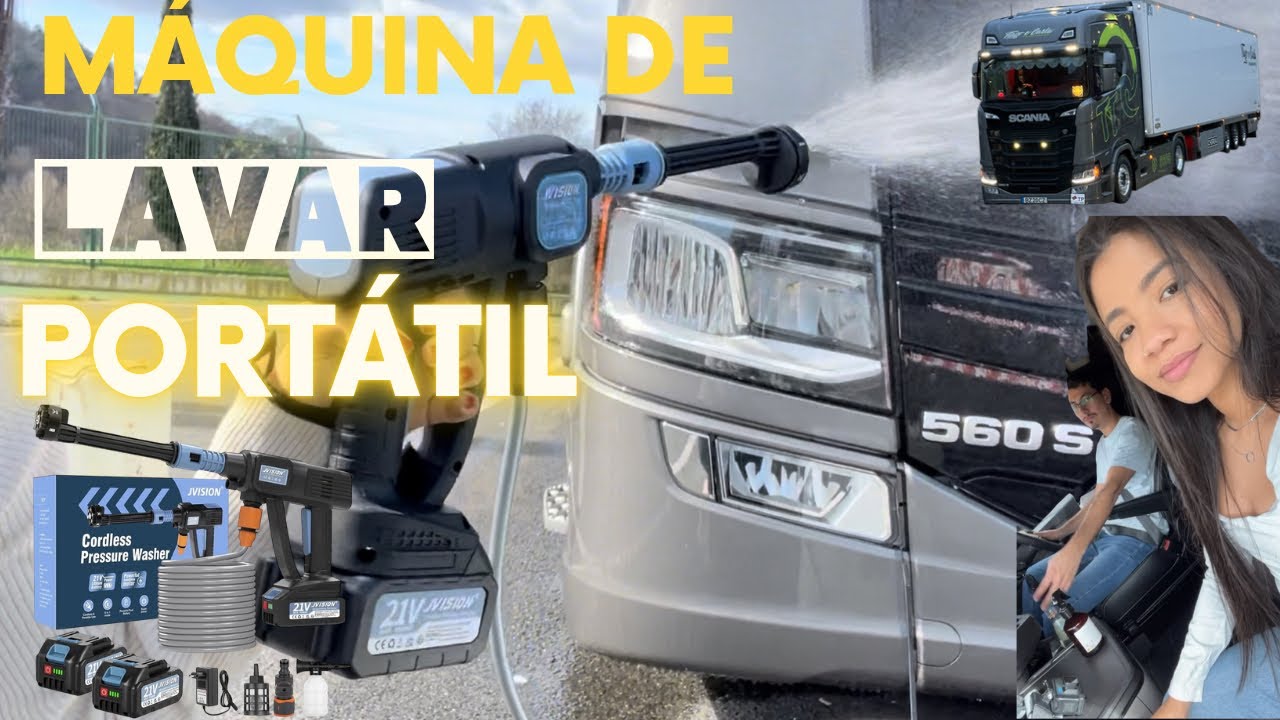 LAVANDO CAMINHÃO NA ESTRADA COM A MÁQUINA PORTÁTIL