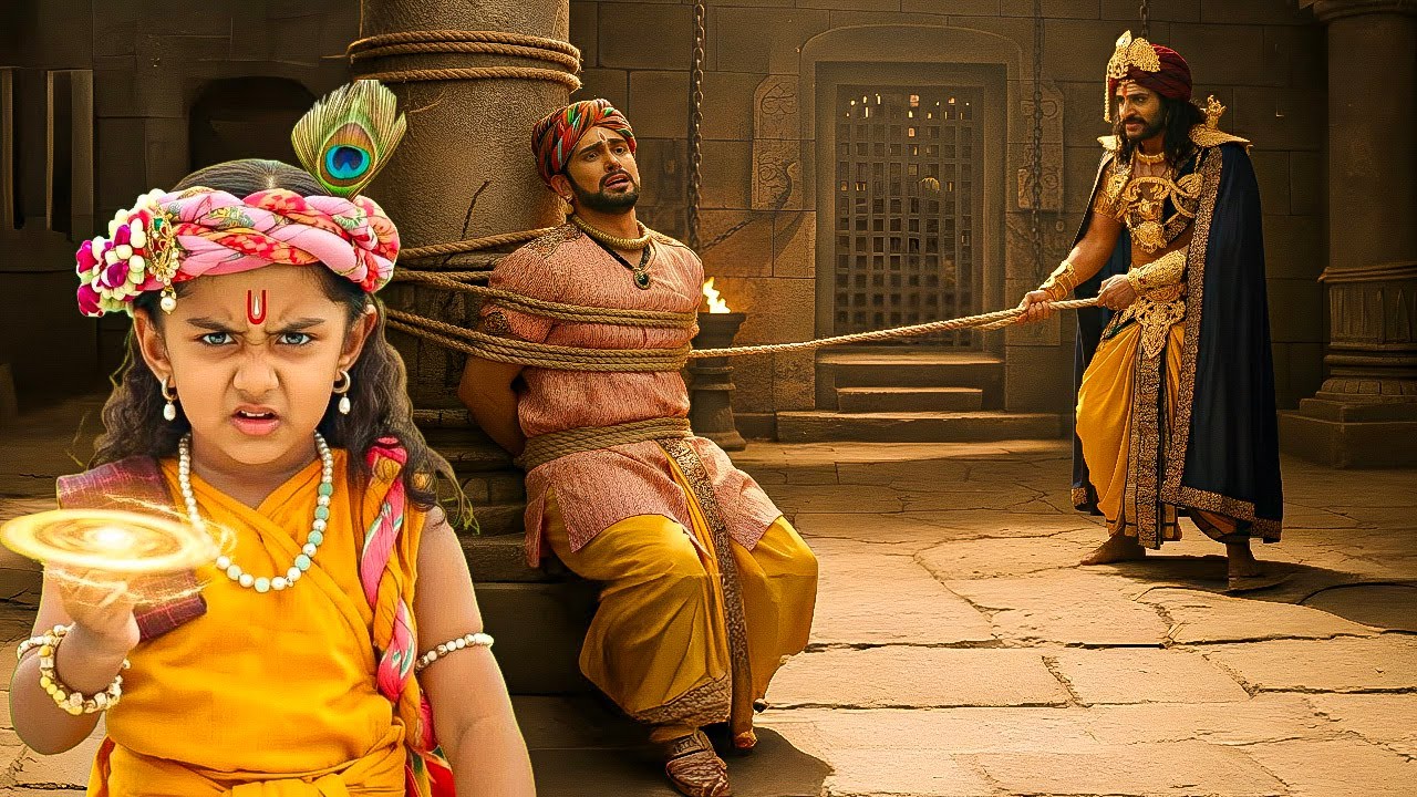 कंस ने बांधा नंद बाबा को रस्सी से, कान्हा ने चलाया सुधर्शन चक्र || Yashomati Maiyaa Ke Nandlala ||