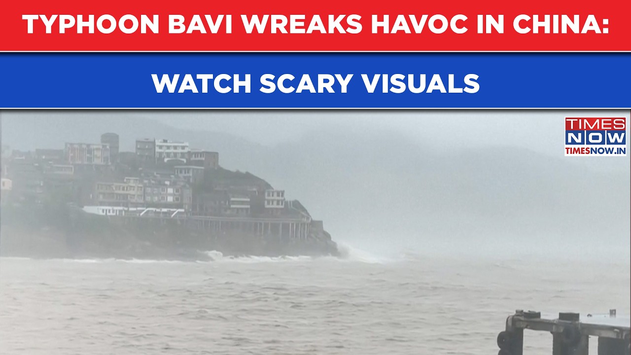 Typhoon Bavi Wreaks Havoc In China | Scary Footage Shows Storm Surge Smashing Windows | Watch