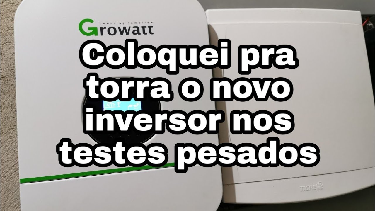 Inversor GROWATT 48v 3000W 40A mppt teste  pesado com 2 panela elétrica mais ar condicionado