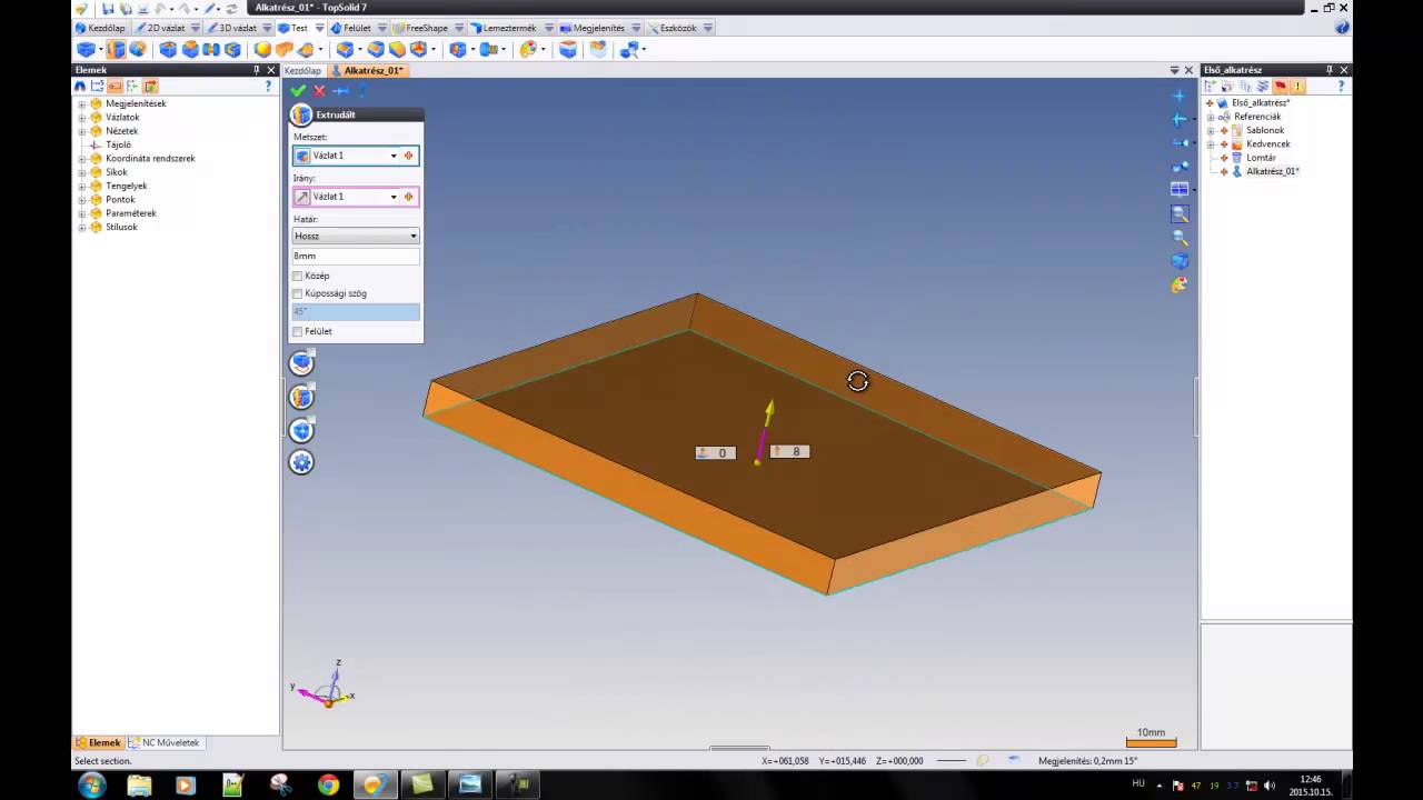 TopSolid7 tutorial modellezés alapok