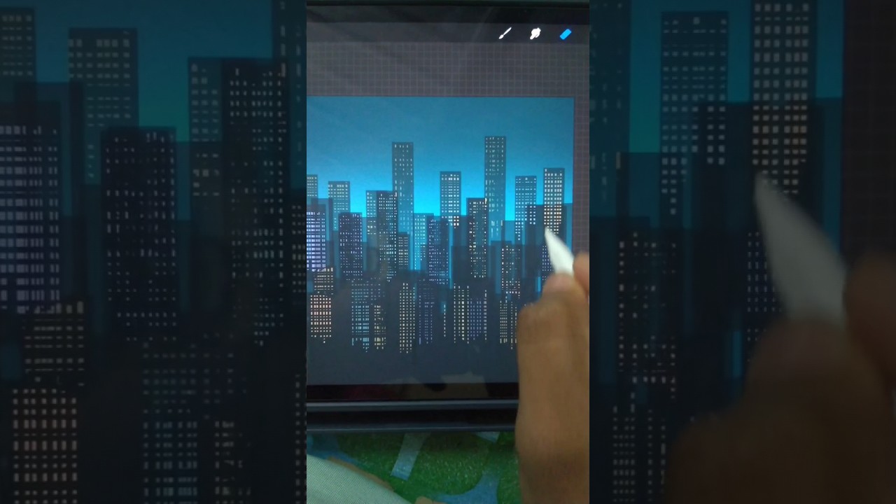 easy way to draw buildings #procreate #youtubeshorts #building #digitalart