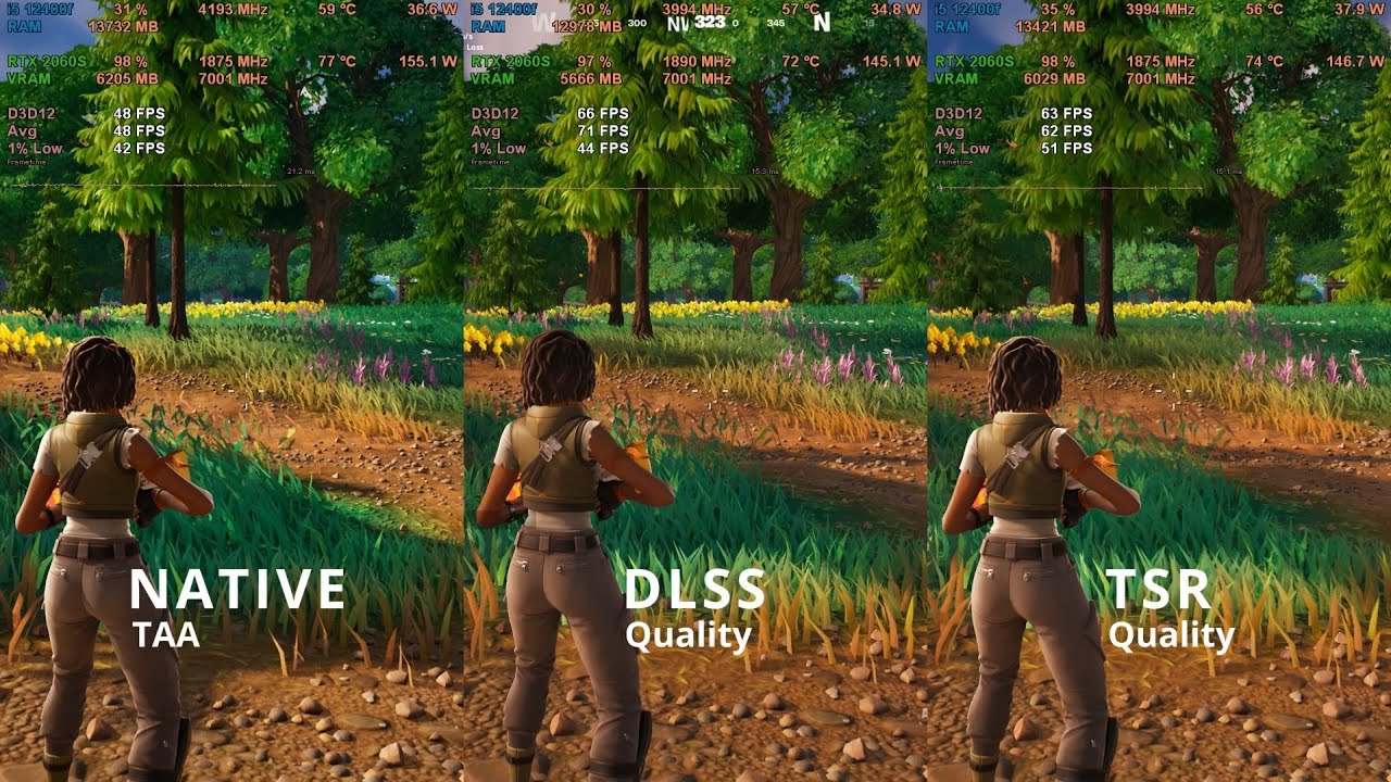 Fortnite | Native vs DLSS vs TSR | 1080P
