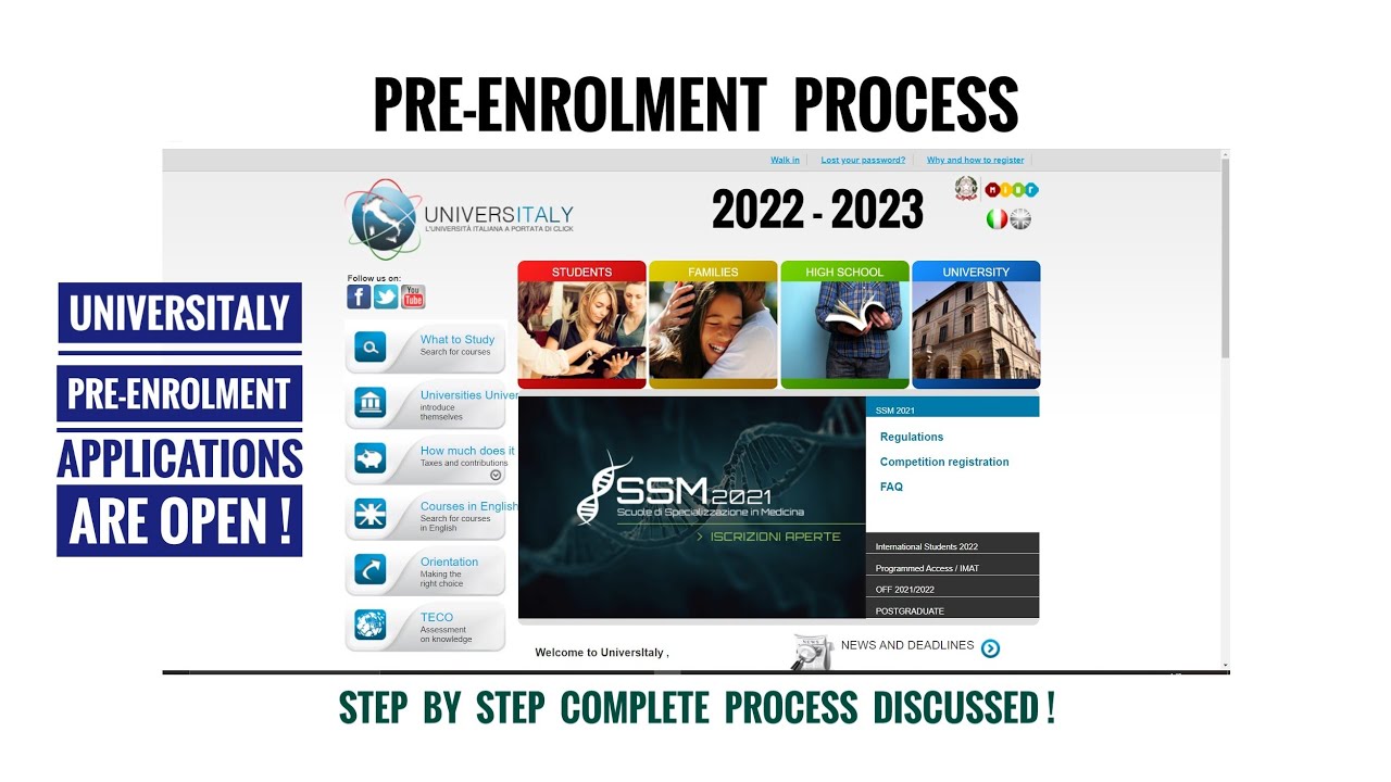 PRE-ENROLMENT Process on Universitaly 2022 - 23 | Explained