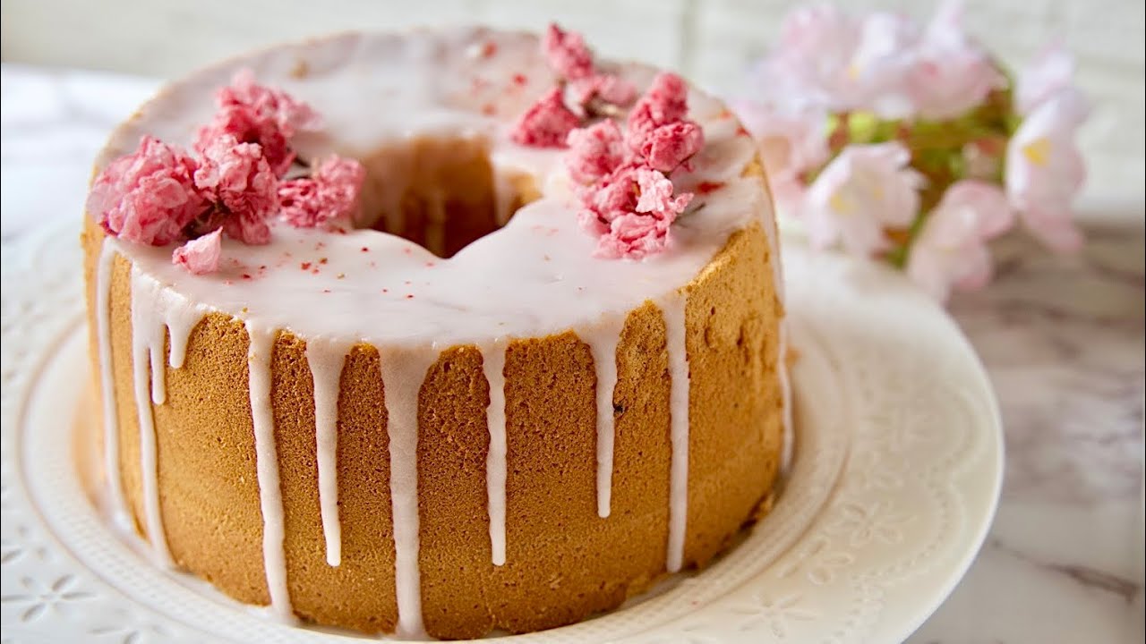 桜のシフォンケーキの作り方🌸/Gâteau Chiffon de cerisier