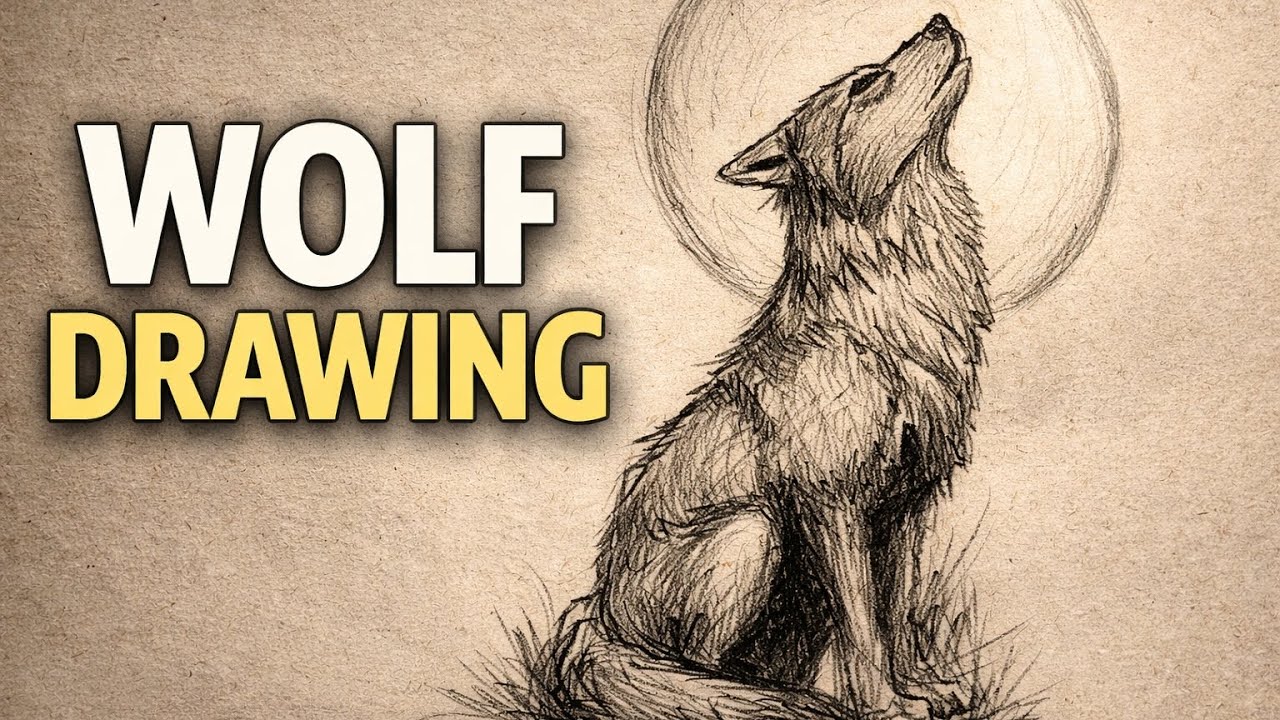 How to Draw a Fantasy Wolf Howling at the Moon | Step by Step Pencil Drawing🐺