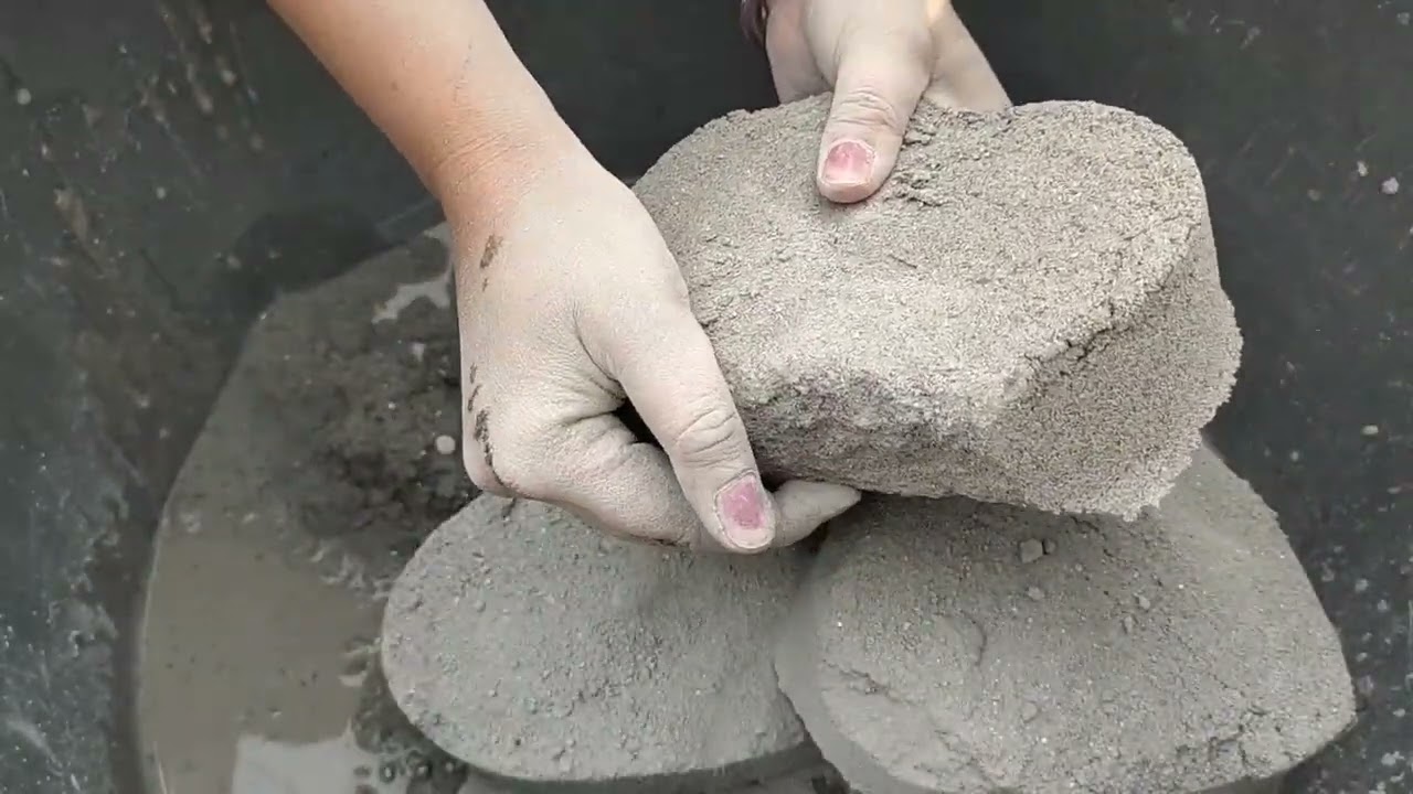 Soft sand cement crumbling dry and water 💦 SA ASMR